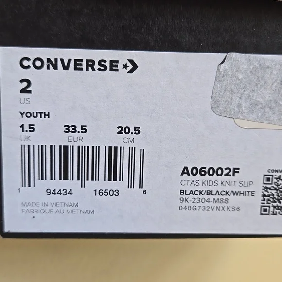 New in Box-Converse Kids (Unisex) Knit slip on-Size 2 Youth - Picture 13 of 13